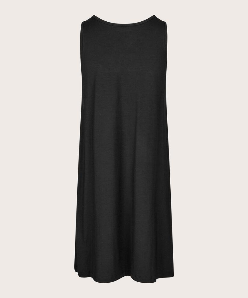 fond de robe en jersey à col rond, Black