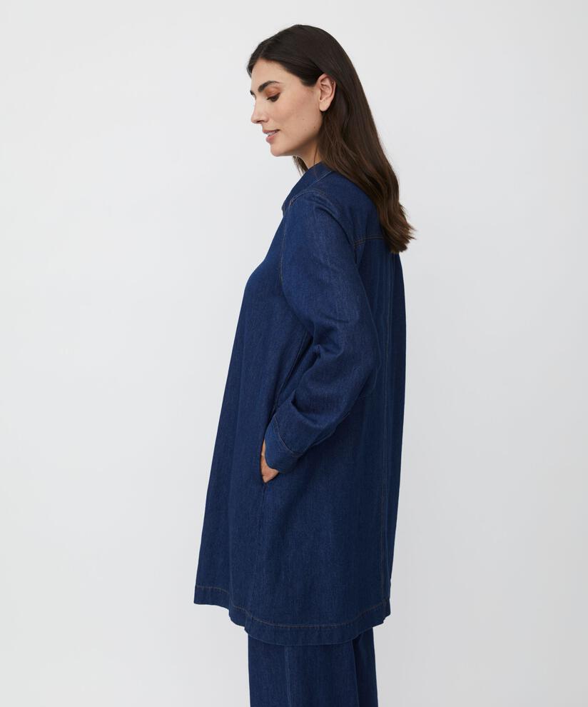 chemise en jean doux avec poches fendues, Dark Denim
