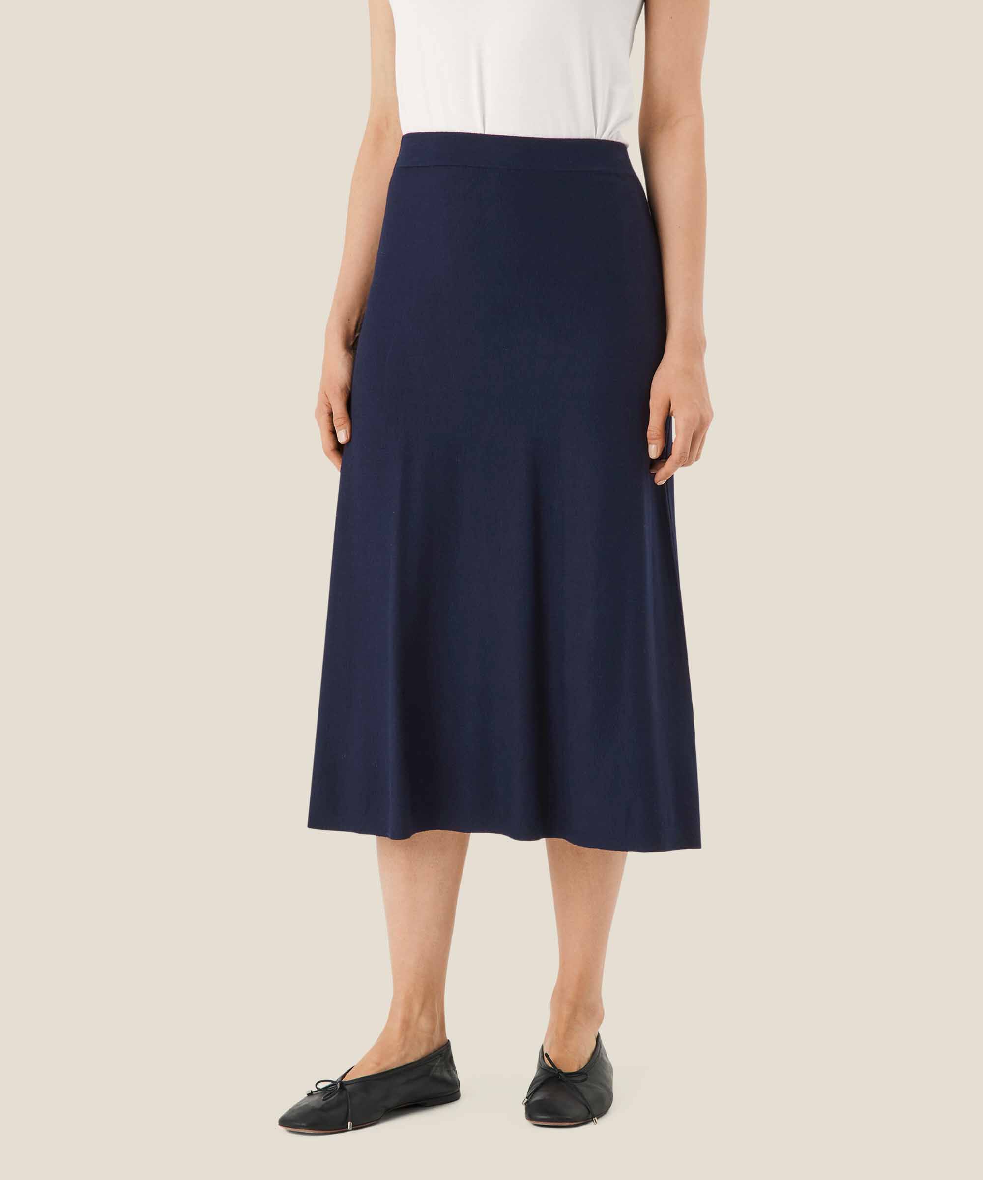 jupe en maille à taille élastique, Navy
