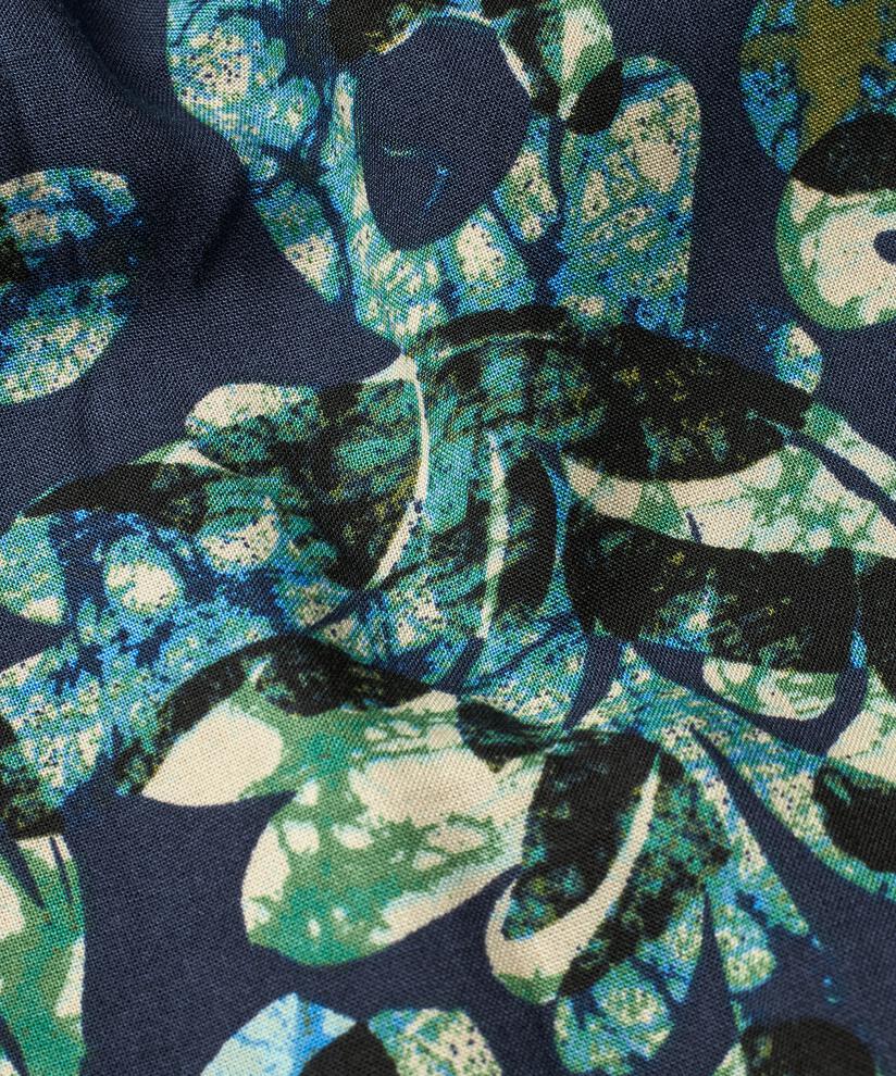 Robe En Viscose Imprimée Avec Col En V, Mood Indigo