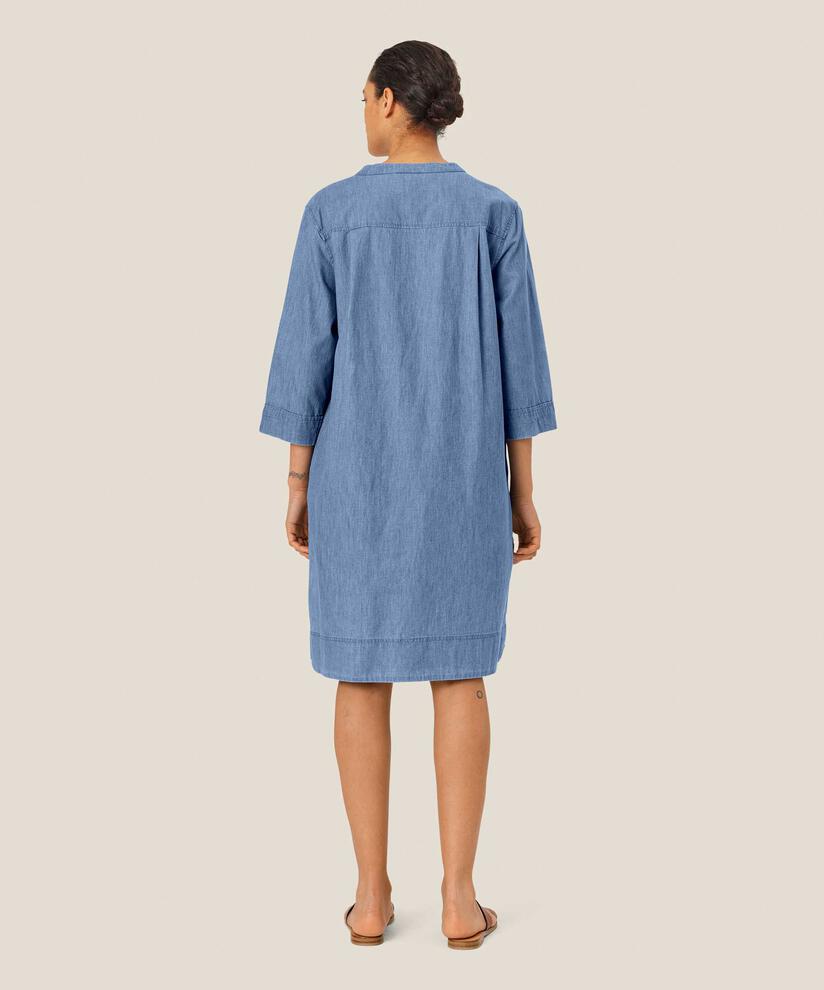 robe en jean doux à manches 3/4, Blue Denim