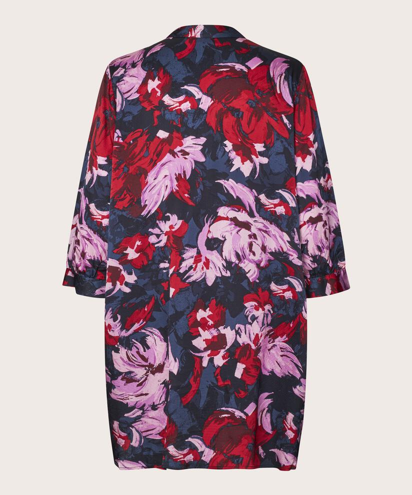 Tunique Fleurie En Viscose Avec Col En V, Scarlet Sage
