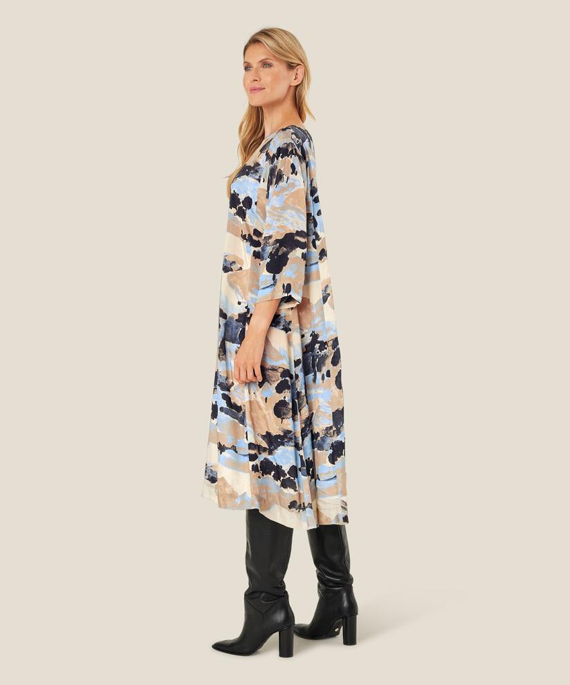 robe en viscose avec un bouton au cou, Steel Grey