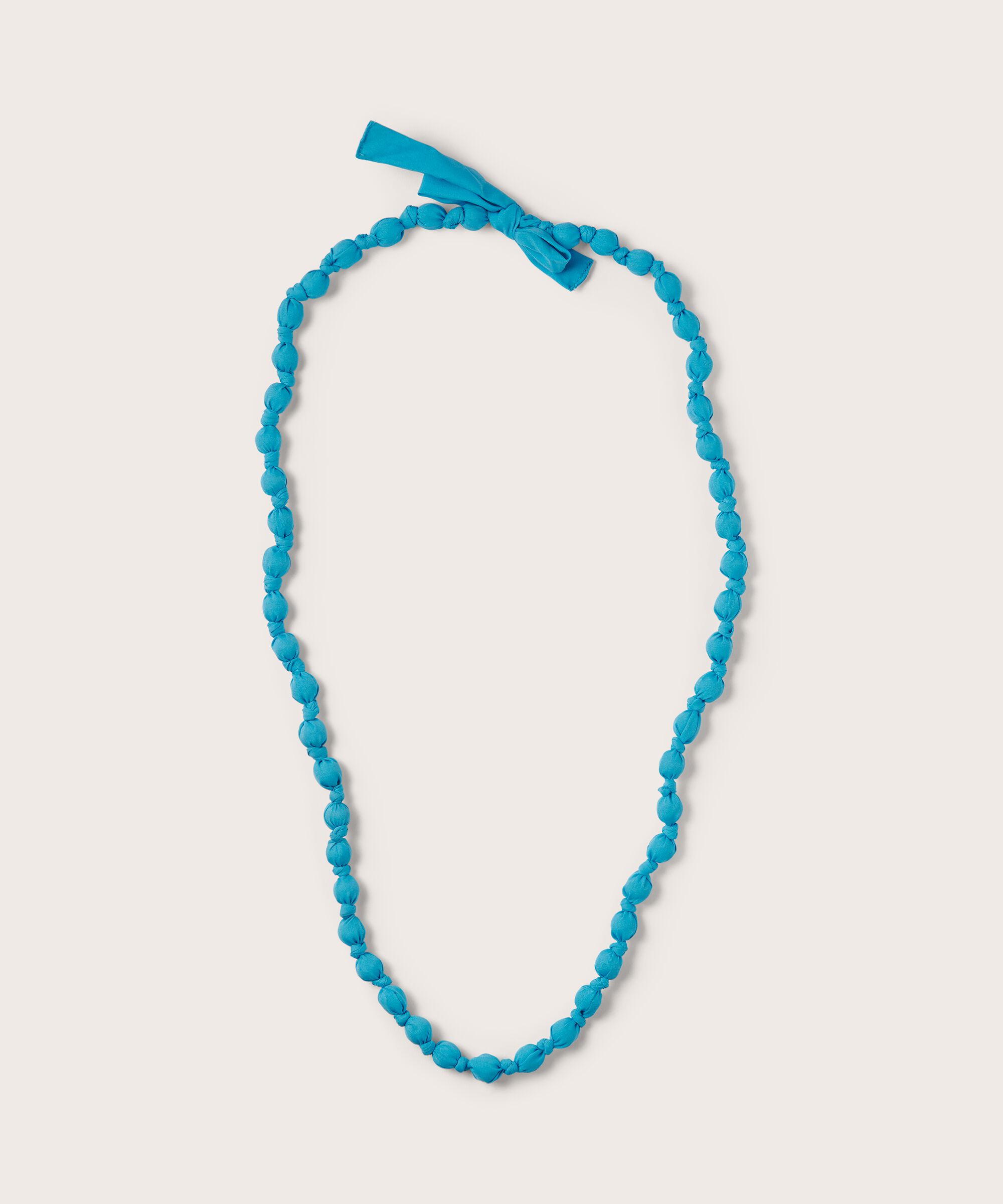 collier avec perles recouvertes de tissu, Aqua