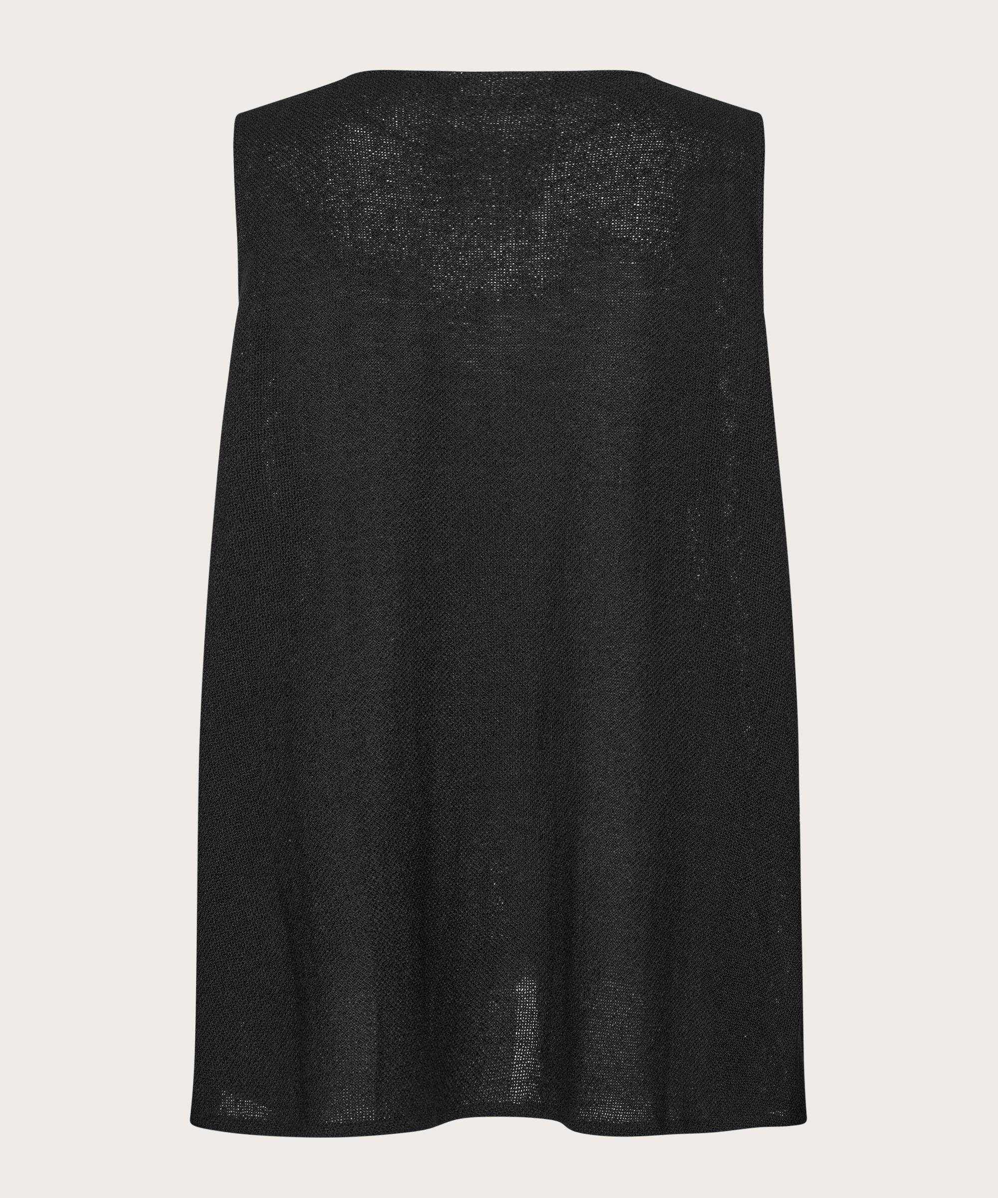 Gilet Long Ouvert En Boucle, Black