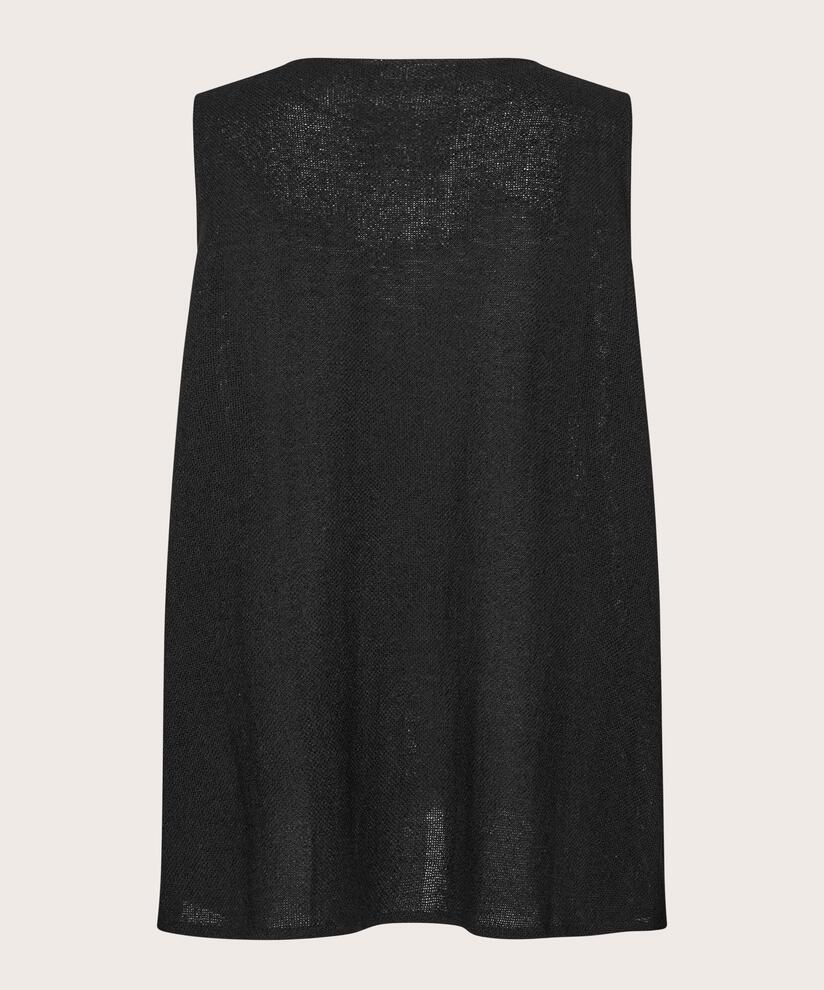 Gilet Long Ouvert En Boucle, Black