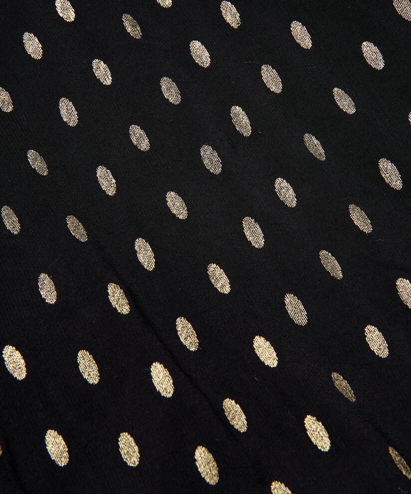 robe légèrement transparente à pois dorés et détails à volants, Black