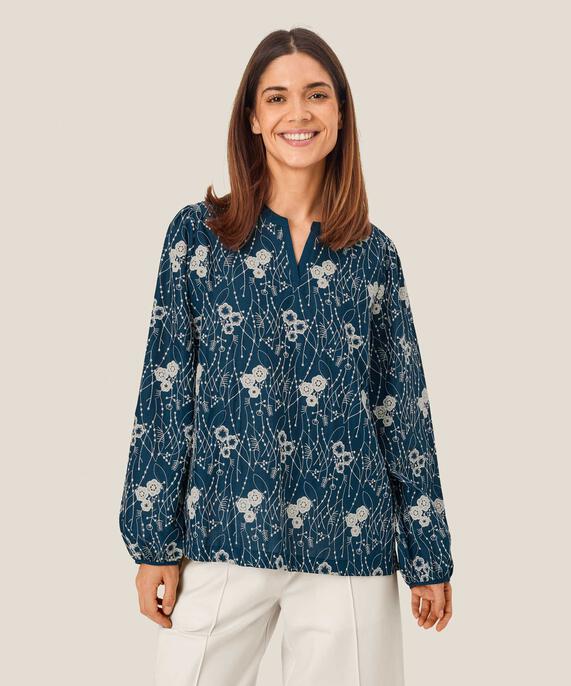 blouse en coton à imprimé fleurs brodées, Sargasso Sea