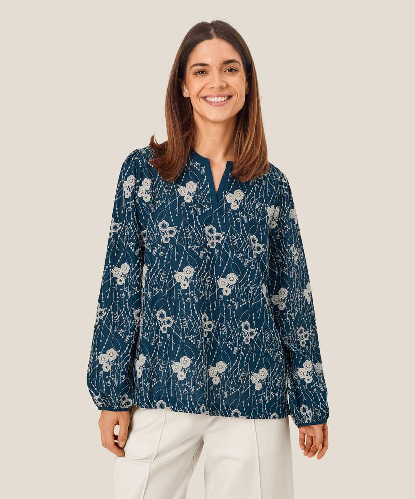 blouse en coton à imprimé fleurs brodées, Sargasso Sea