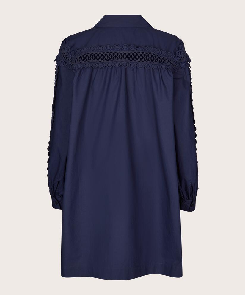 tunique en coton avec détails en dentelle et poches fendues, Maritime Blue