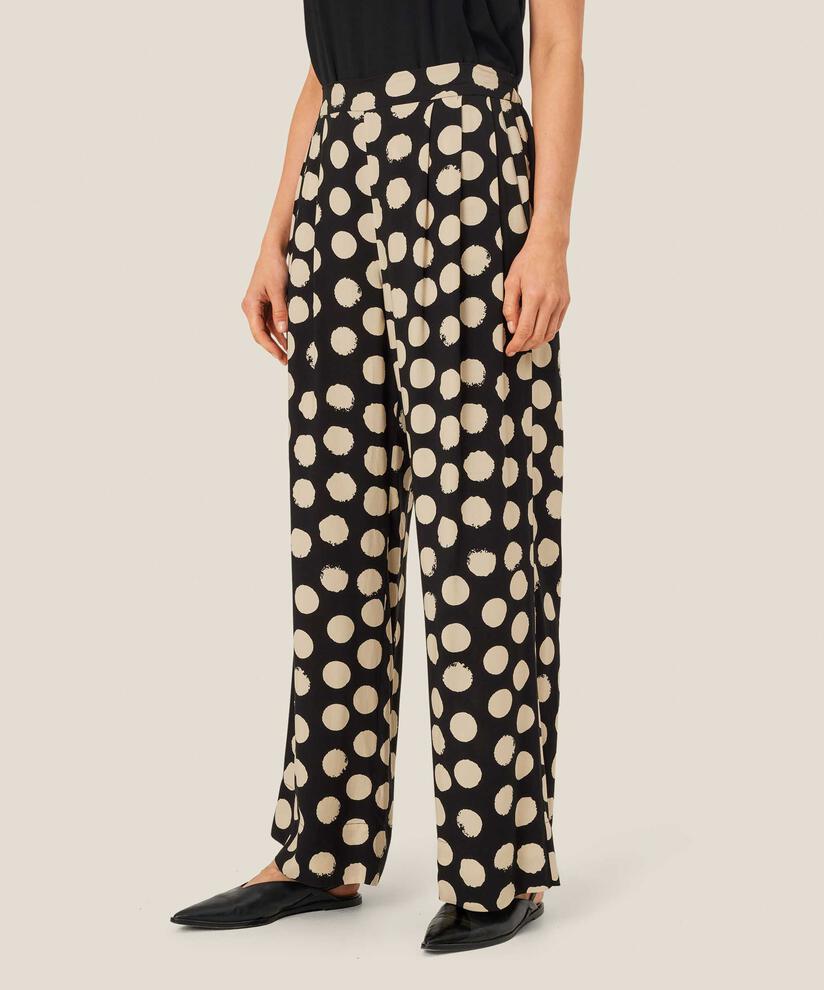 pantalon à motifs en viscose avec élastique au dos, Black