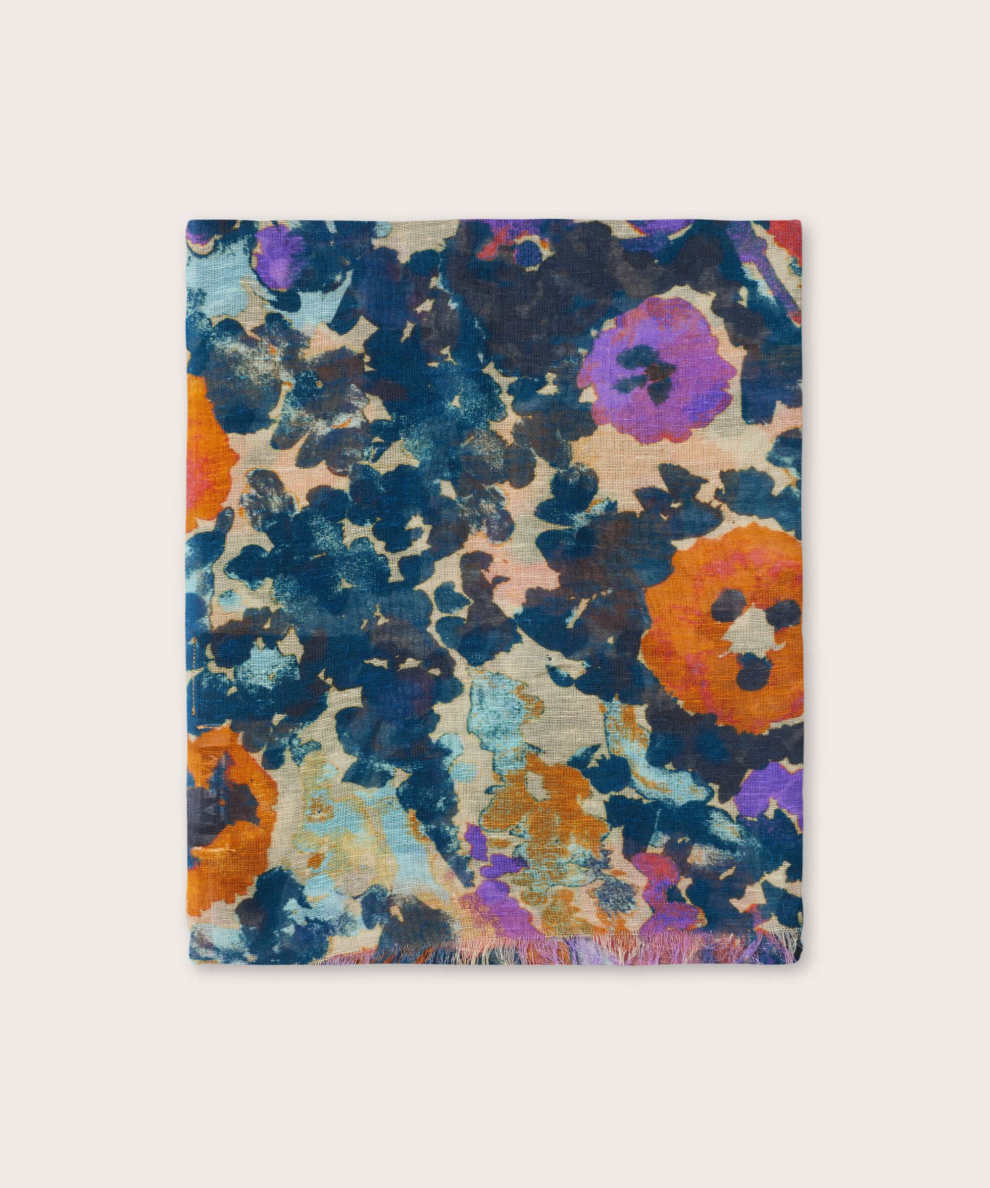 écharpe fleurie en coton mélangé, Meadow Violet