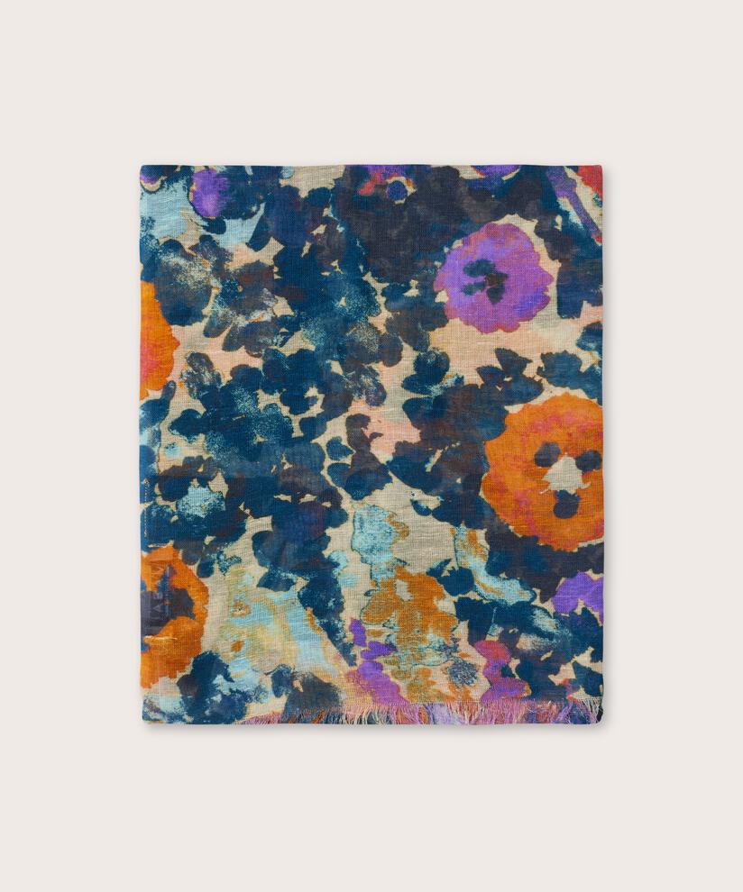 écharpe fleurie en coton mélangé, Meadow Violet