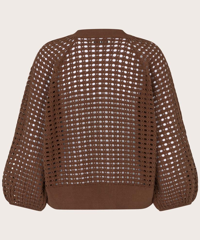 cardigan à trous avec manches 3/4, Chestnut