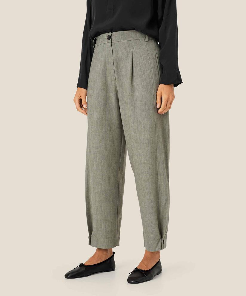 Pantalon Tissé Avec Stretch Et Bouton Sur La Jambe, Vetiver