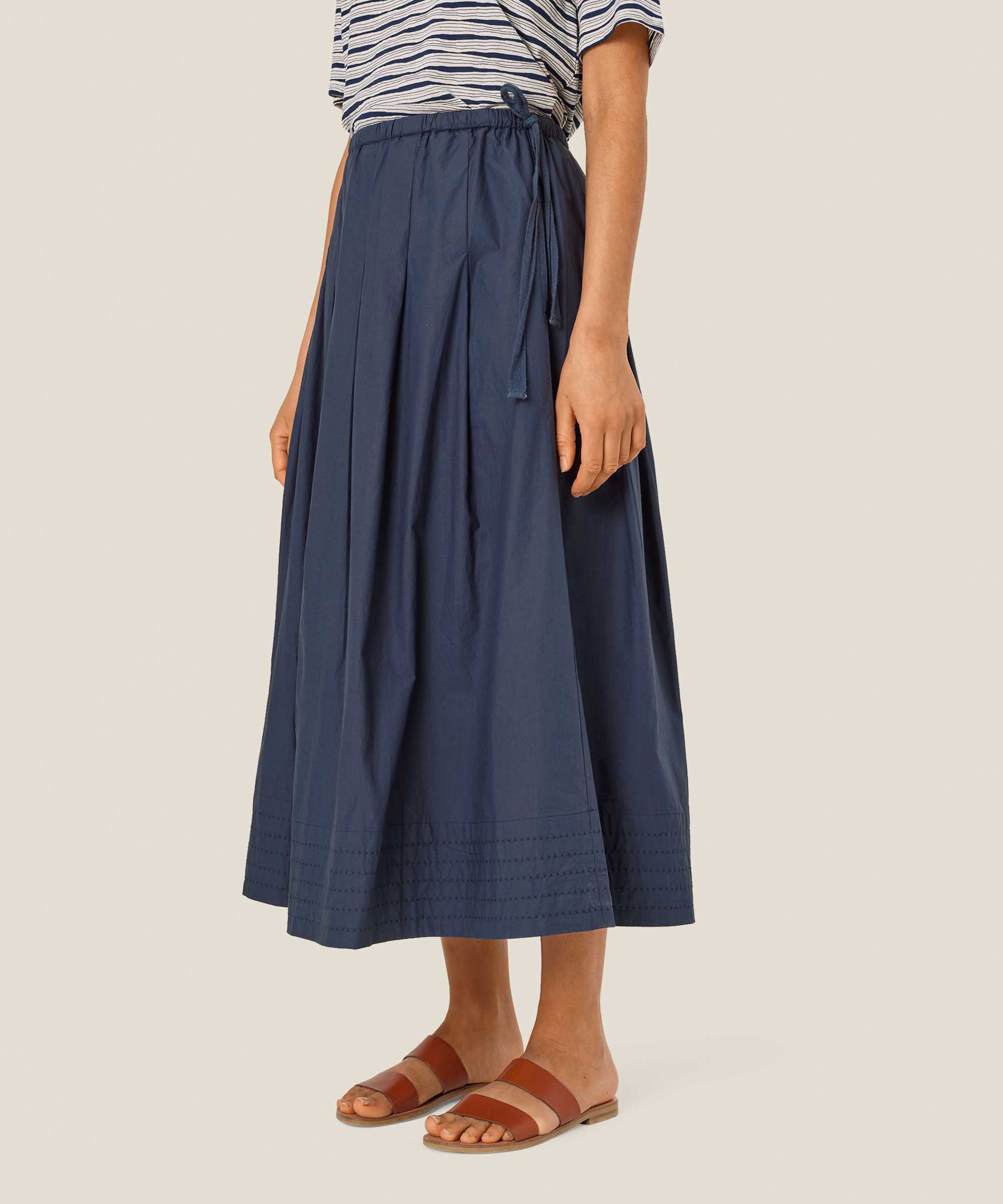 jupe en coton avec taille élastique et poches fendues, Mood Indigo