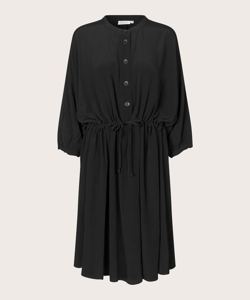 robe avec boutons et lien à la taille, Black
