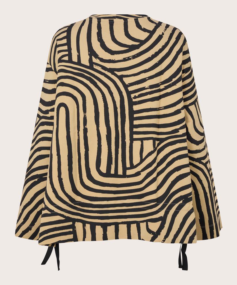 top en jersey imprimé avec imprimé graphique et col rond, Travertine