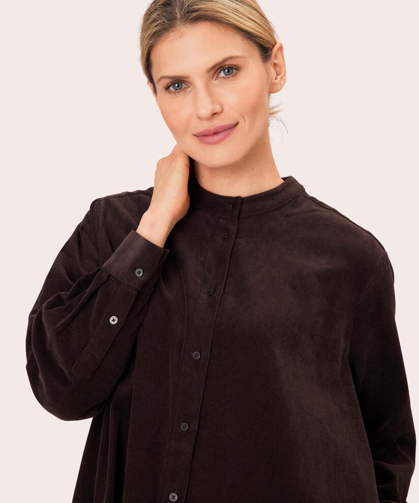 Robe chemise en velours avec poches fendues, Coffee Bean