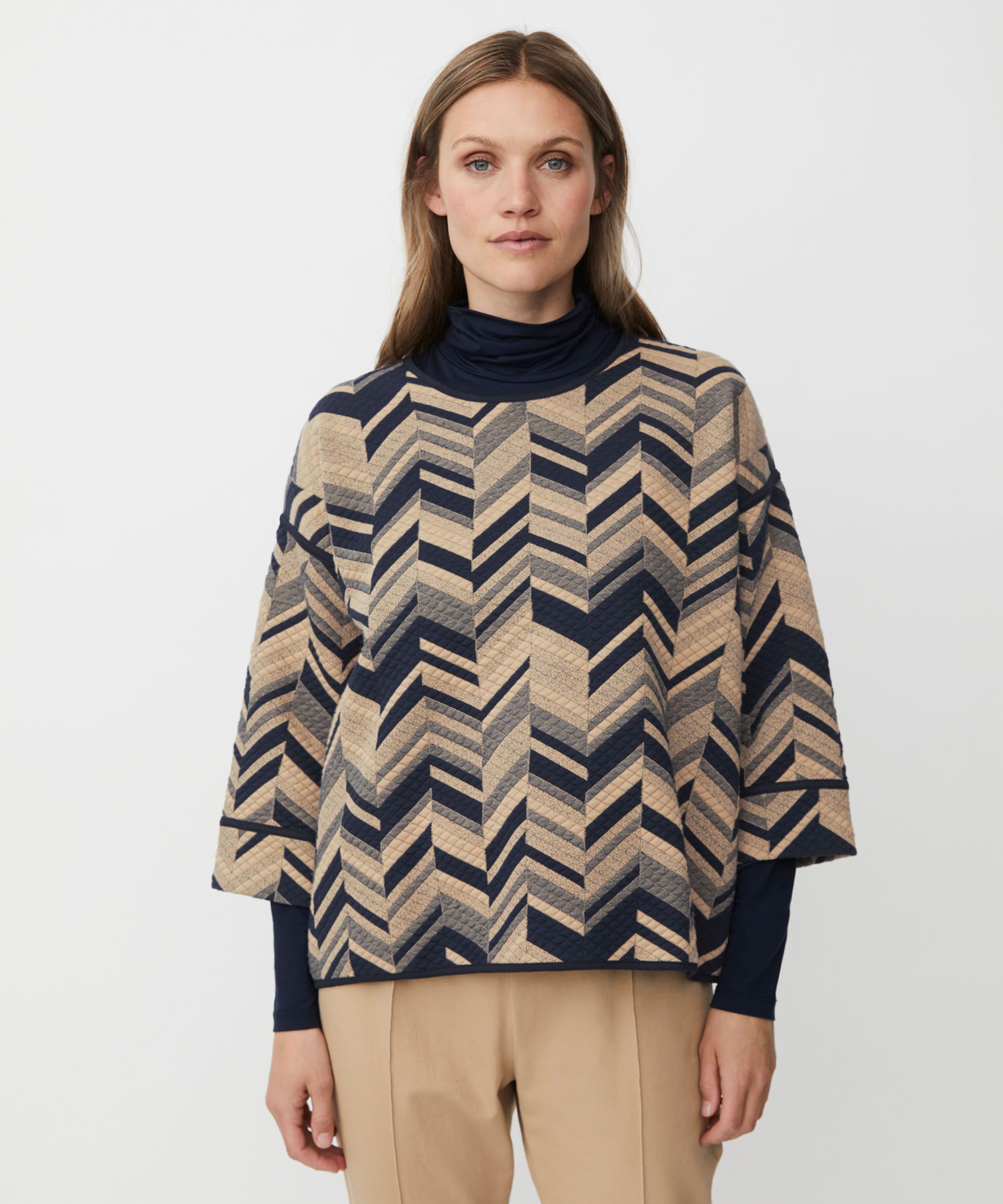 Blouse À Manches 3/4 En Jersey Structuré, Travertine