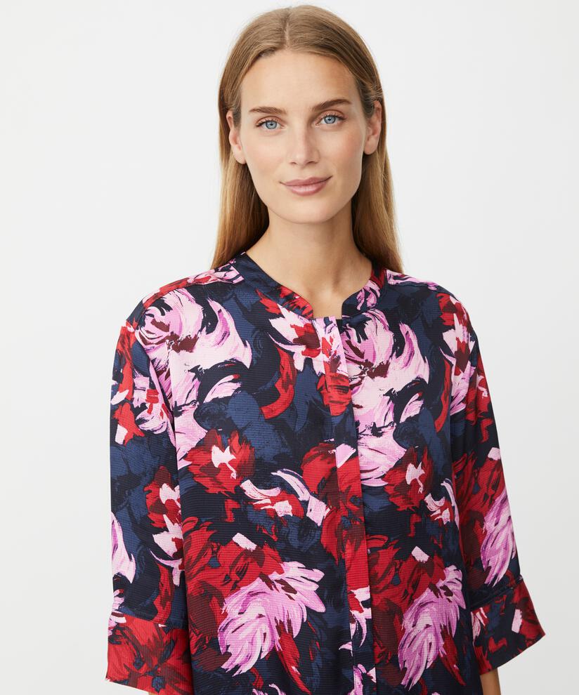Chemise En Viscose Imprimée Avec Fente Latérale, Scarlet Sage