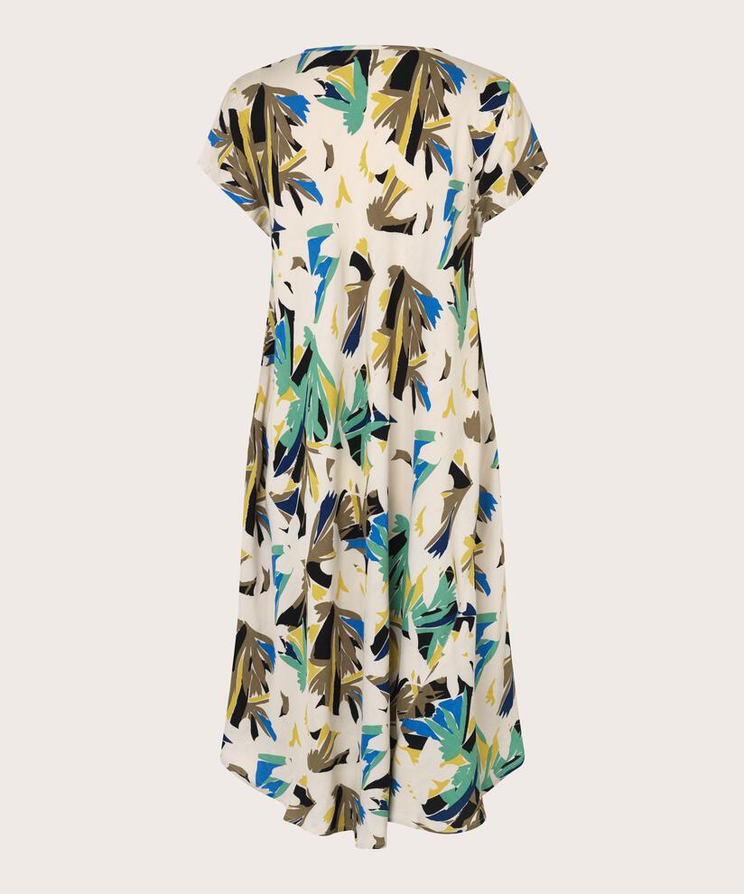 robe en viscose imprimée à col v, Dusky Green