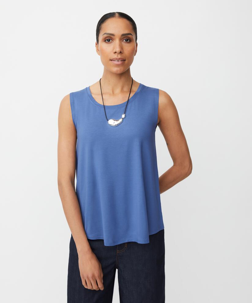 Top En Jersey Sans Manches À Col Rond, Bijou Blue