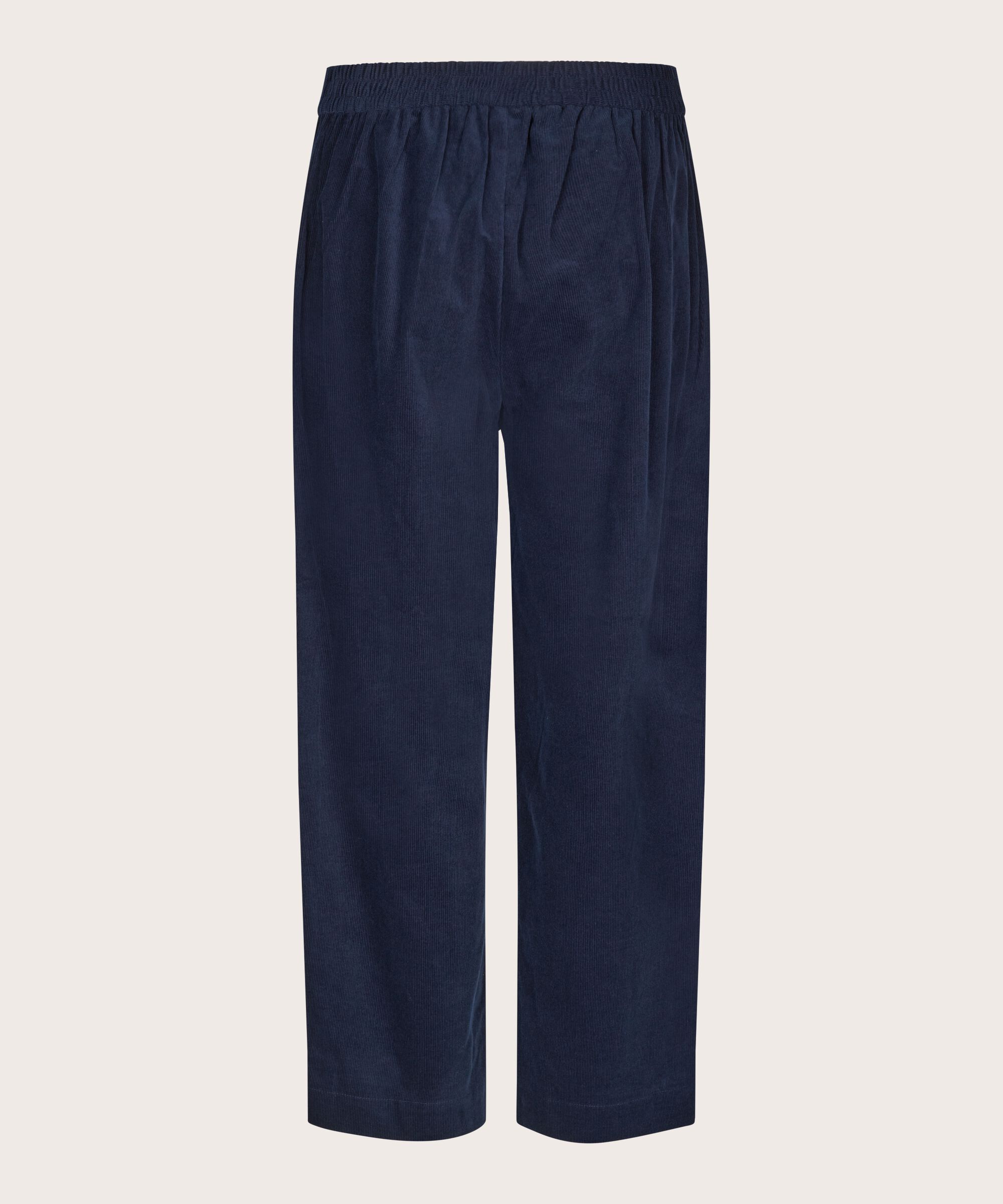pantalon en velours côtelé avec plis devant, Maritime Blue