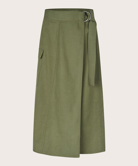 jupe à effet portefeuille et ceinture à la taille, D. Lichen Green