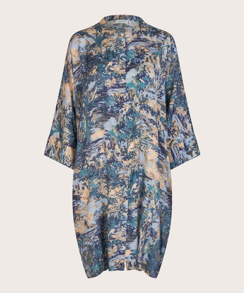 robe chemise à motif en viscose, Teal