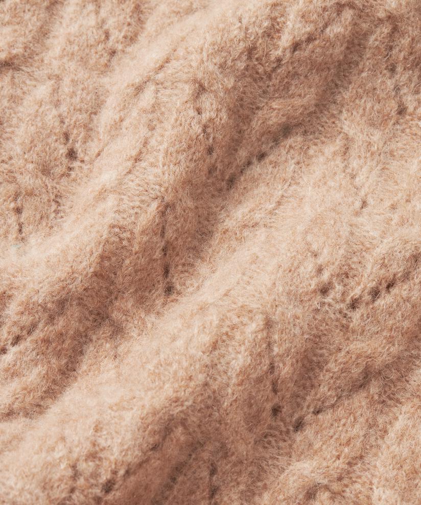 pull tricoté avec motif troué en laine mélangée, L beige mel