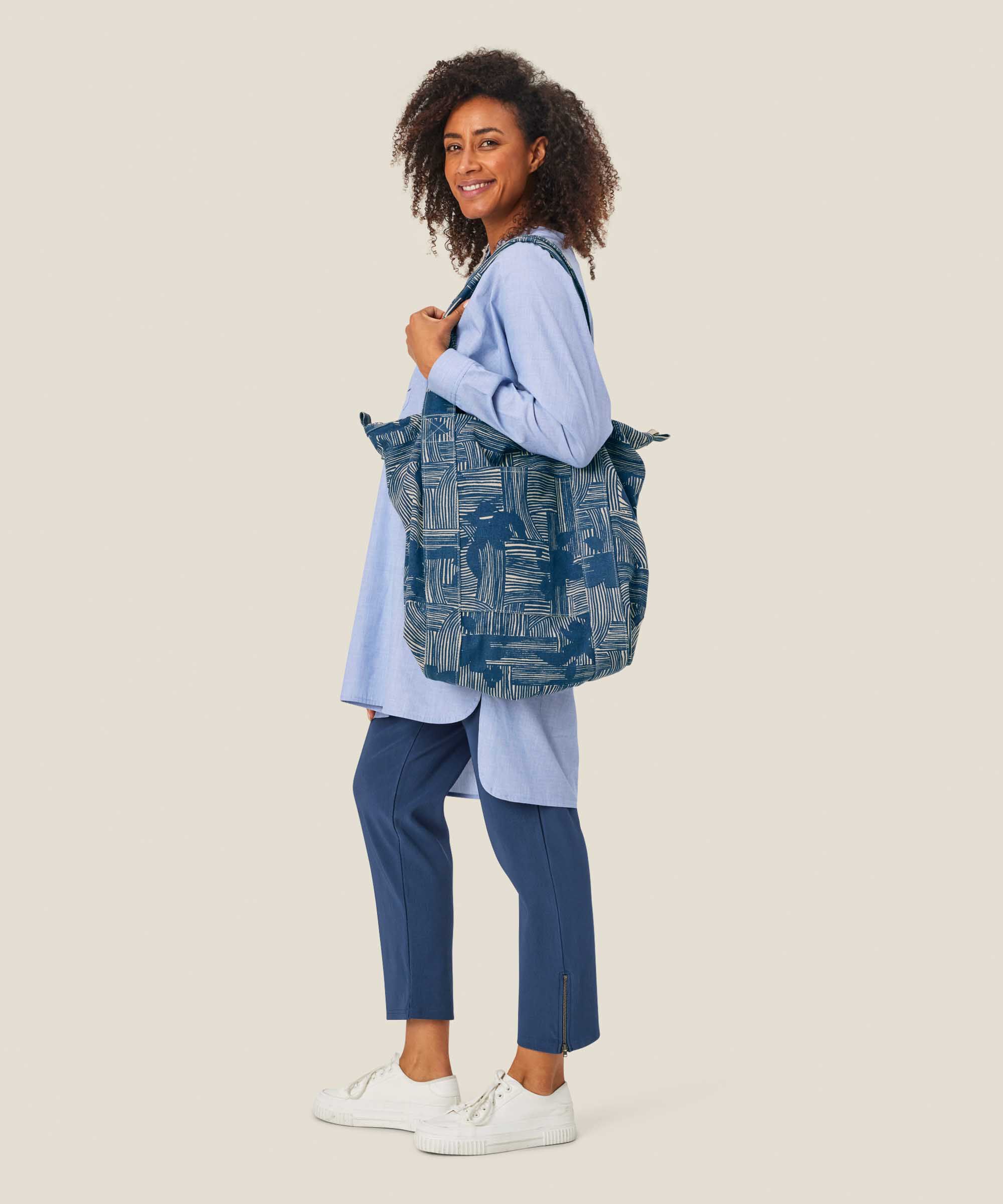 grand cabas en toile avec fermeture zippée, Sargasso Sea