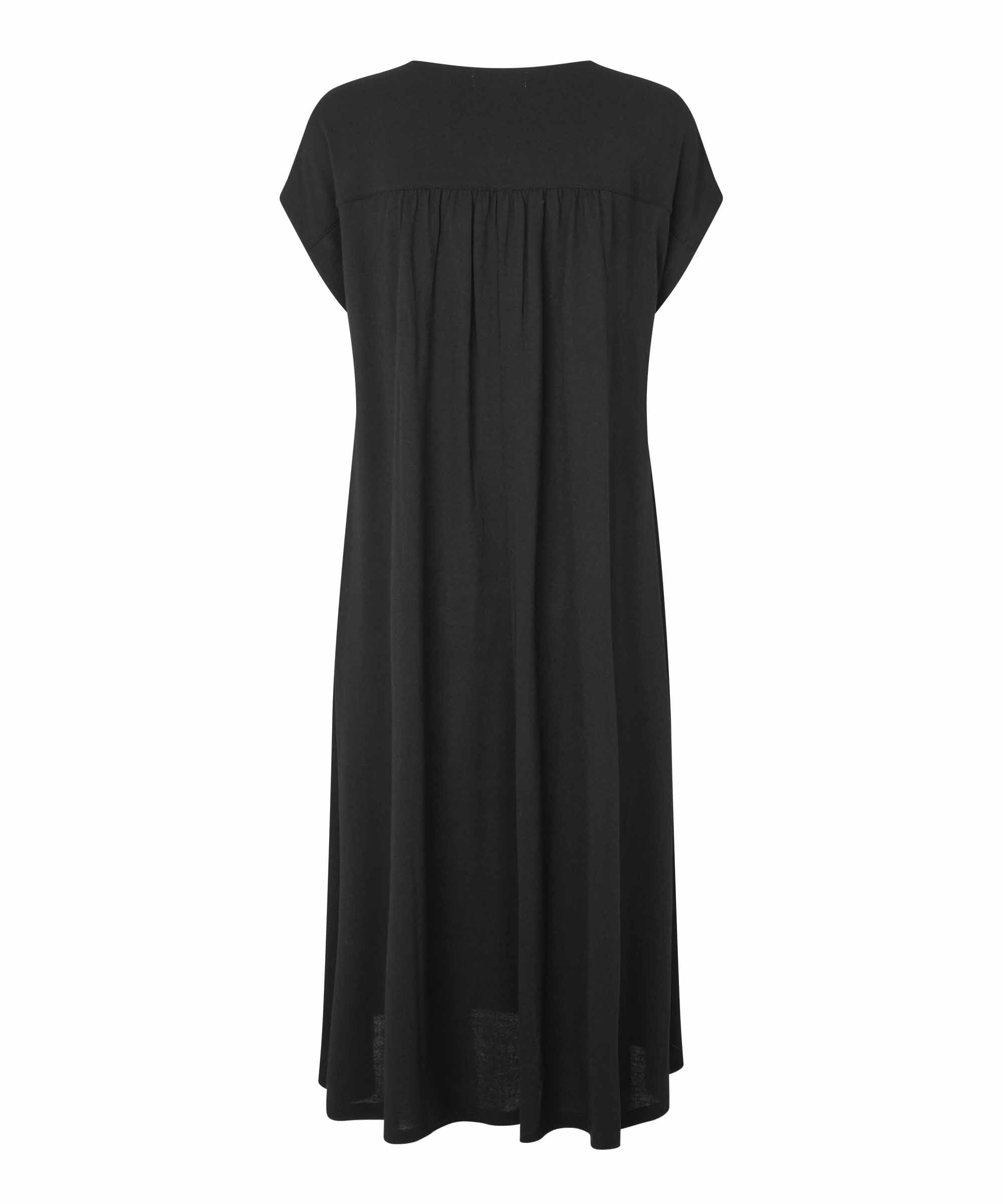robe en jersey &agrave; manches courtes avec plis f&eacute;minins, Black