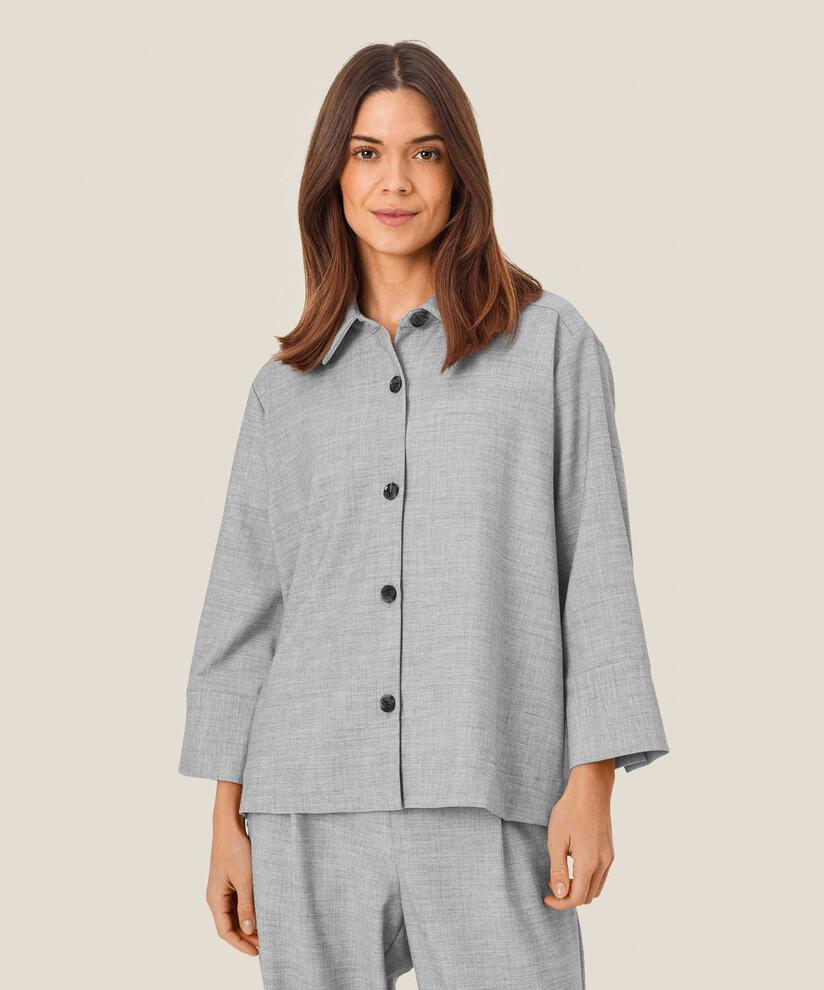 veste-chemise à manches trois-quarts, L. Grey mel.
