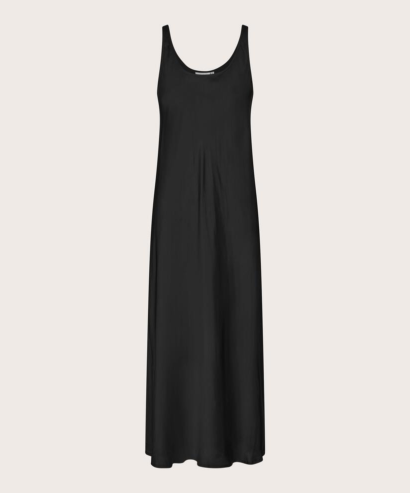 robe en satin de viscose à décolleté profond, Black