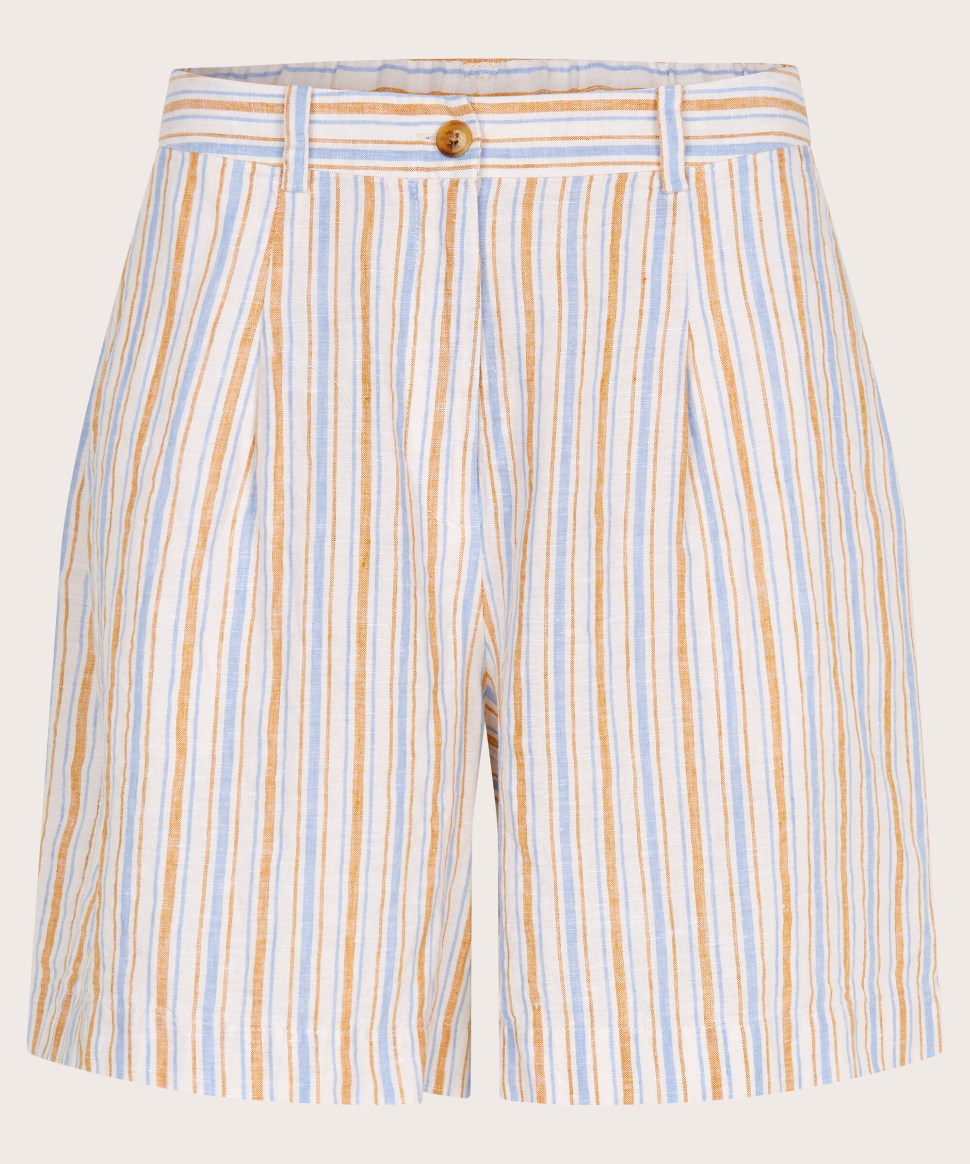 short en lin rayé avec élastique au dos, Inca Gold