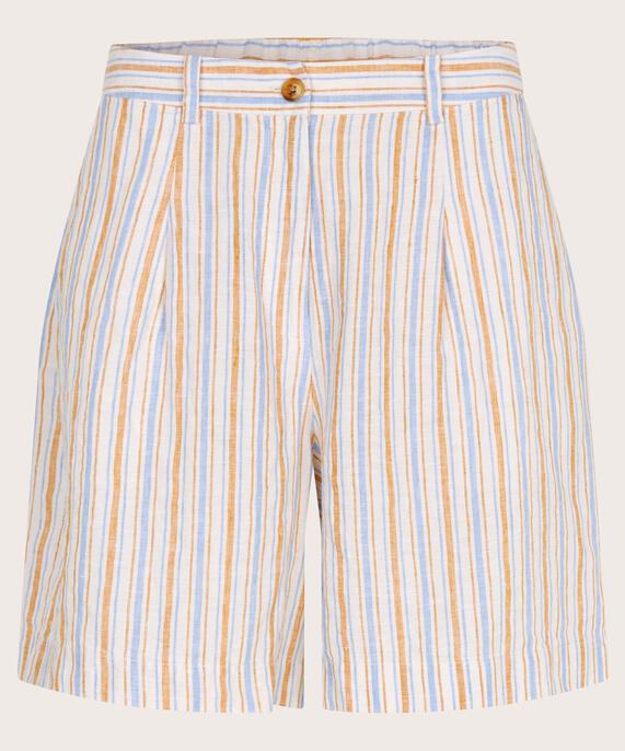 short en lin rayé avec élastique au dos, Inca Gold