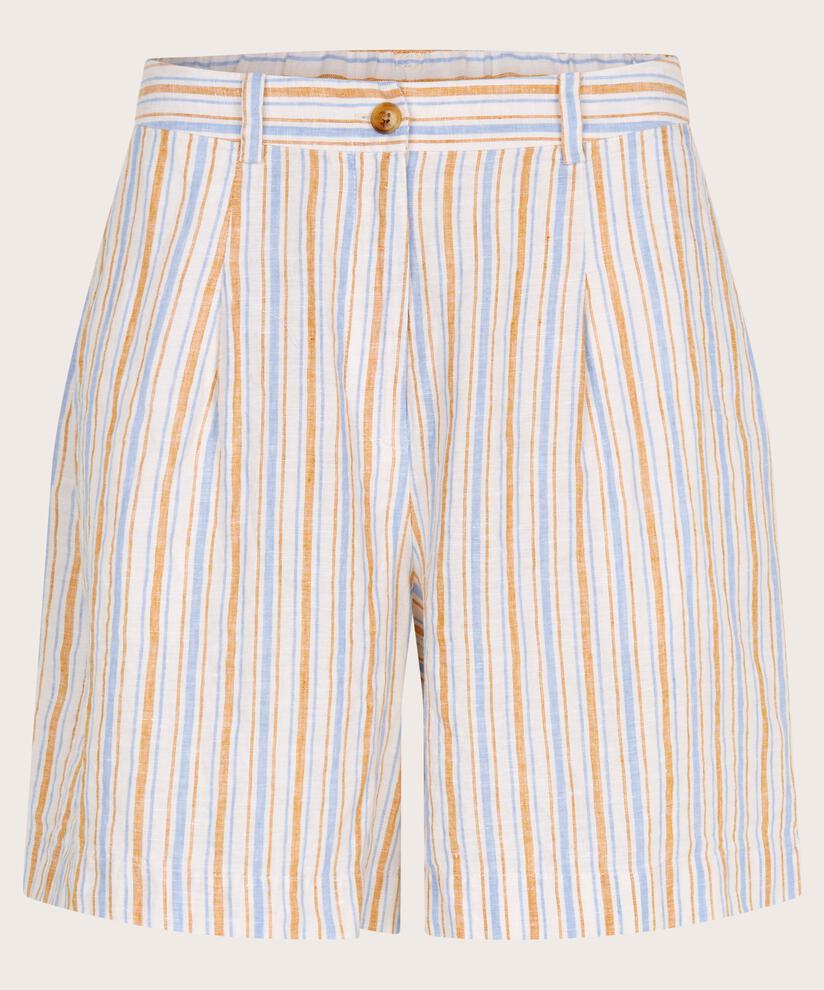 short en lin rayé avec élastique au dos, Inca Gold