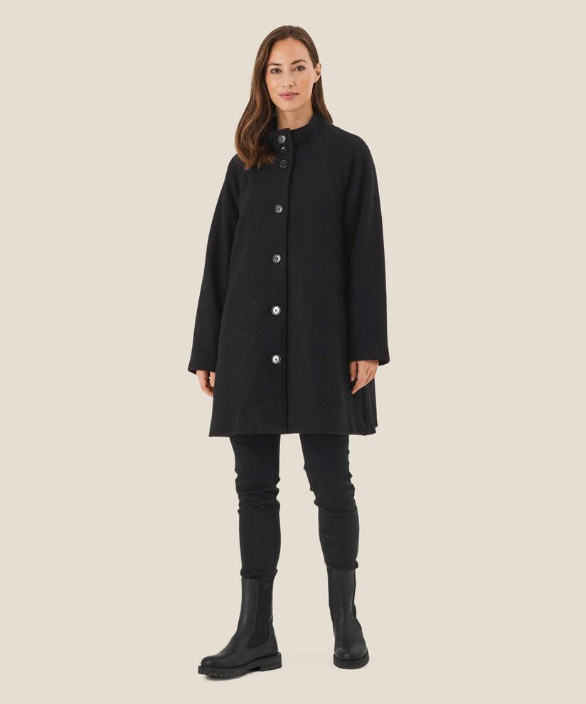manteau en laine mélangée, Black
