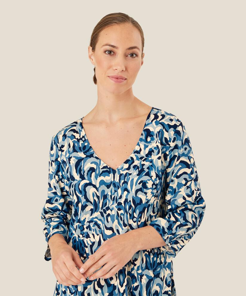 robe à motifs avec manches trois-quarts, Ashley Blue