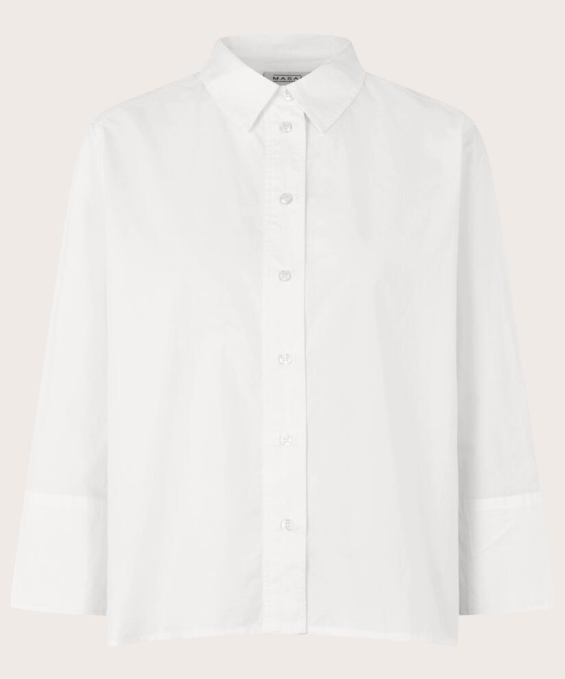 Chemise En Coton À Manches 3/4, White