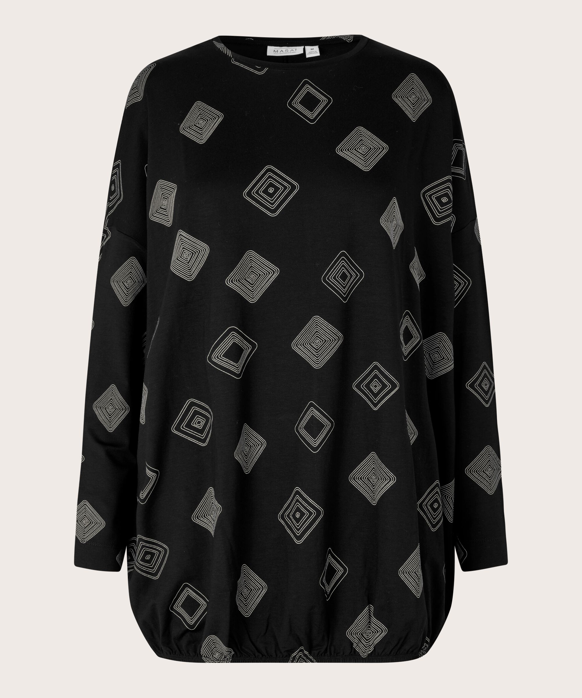 top en jersey imprimé avec ourlet élastiqué, Black