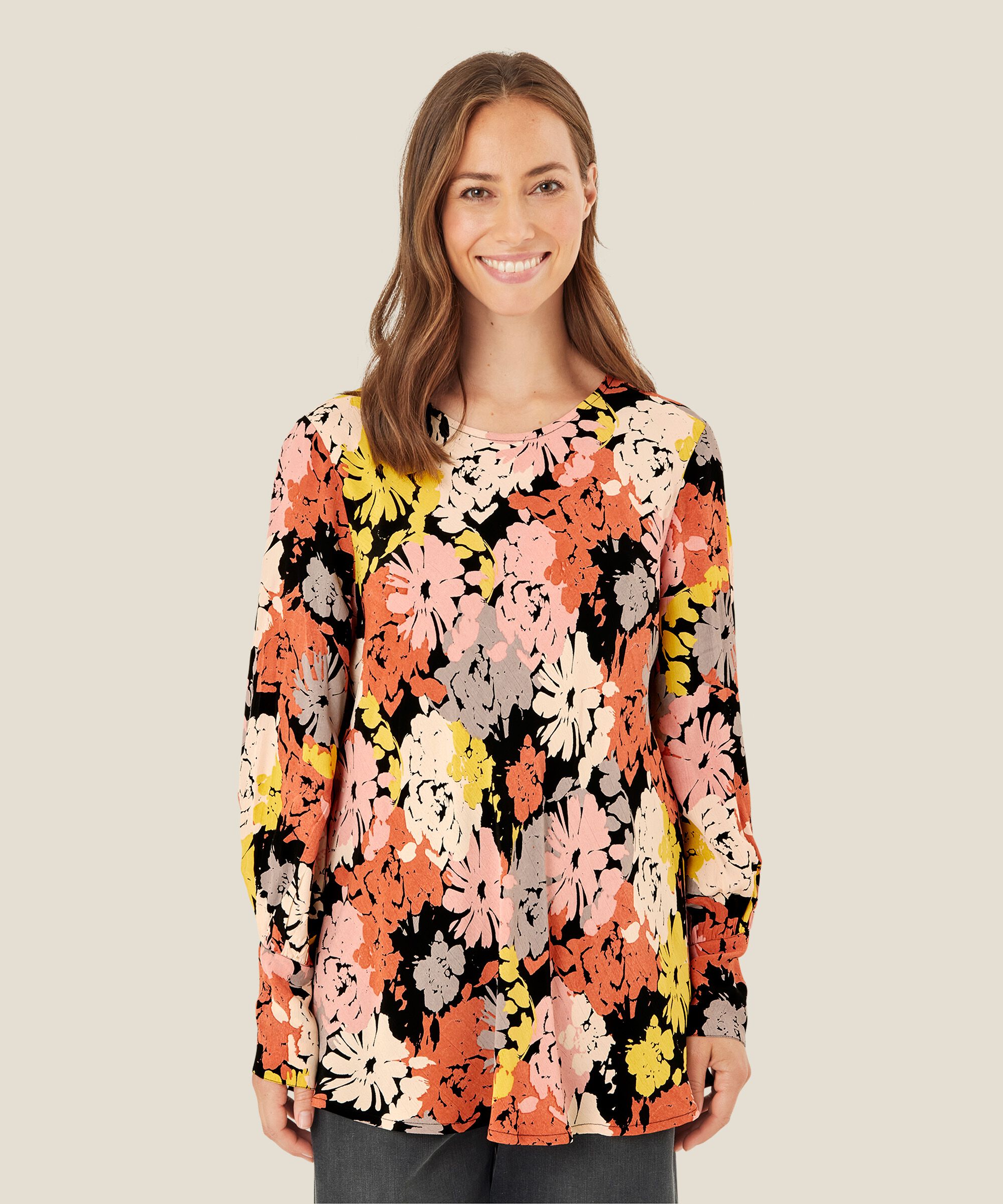 blouse en viscose à imprimé floral, Oil Yellow