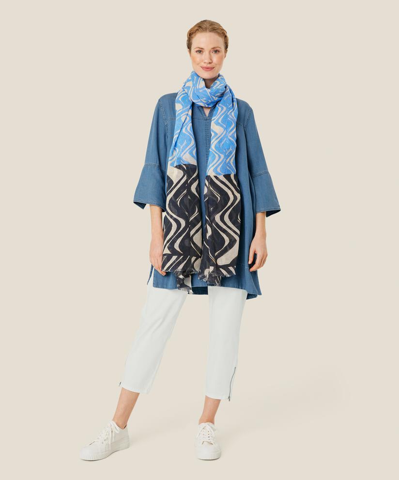 écharpe à motif en mélange de coton, Blue Bonnet