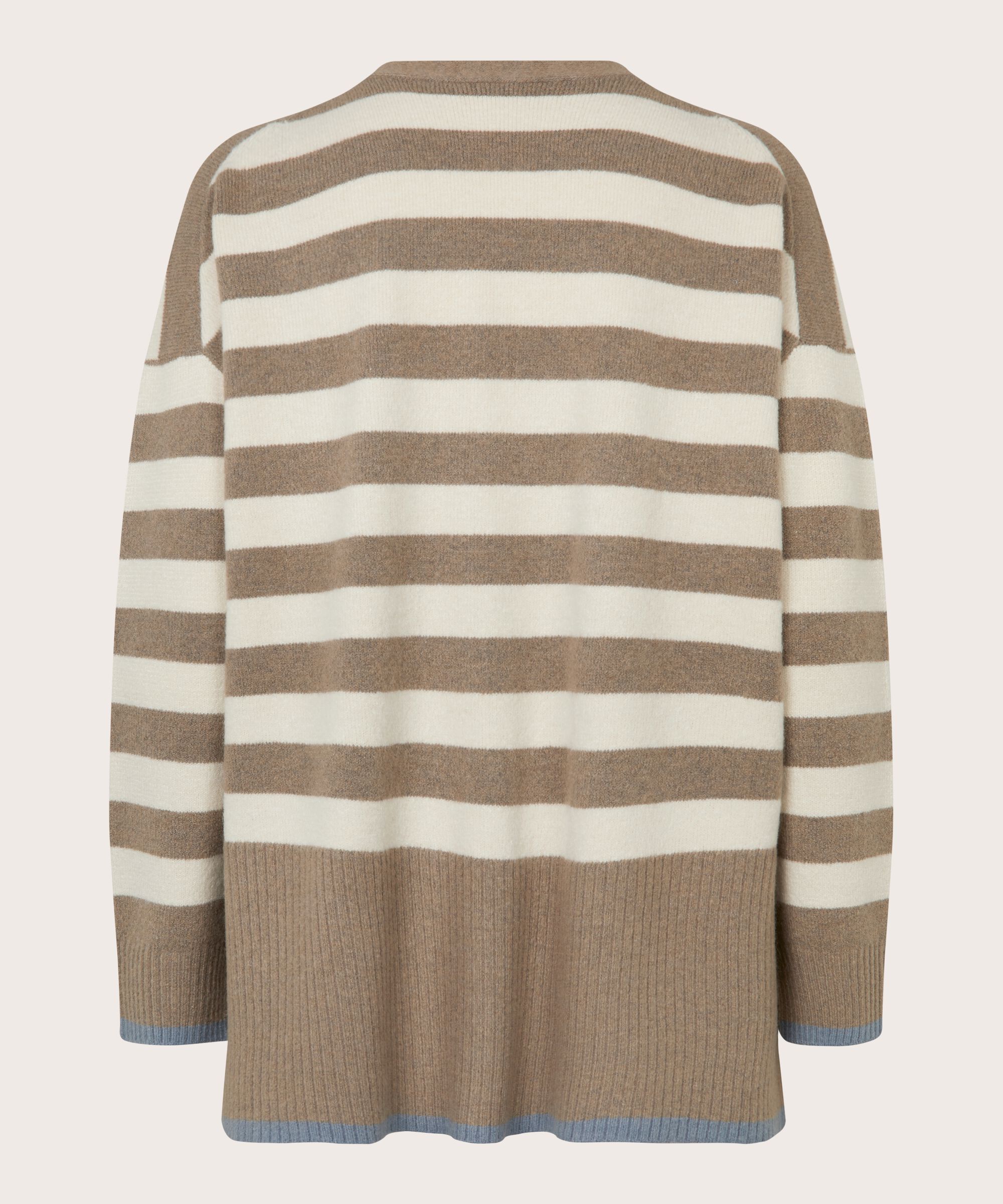 cardigan rayé avec détails côtelés, Mink/ash/whc