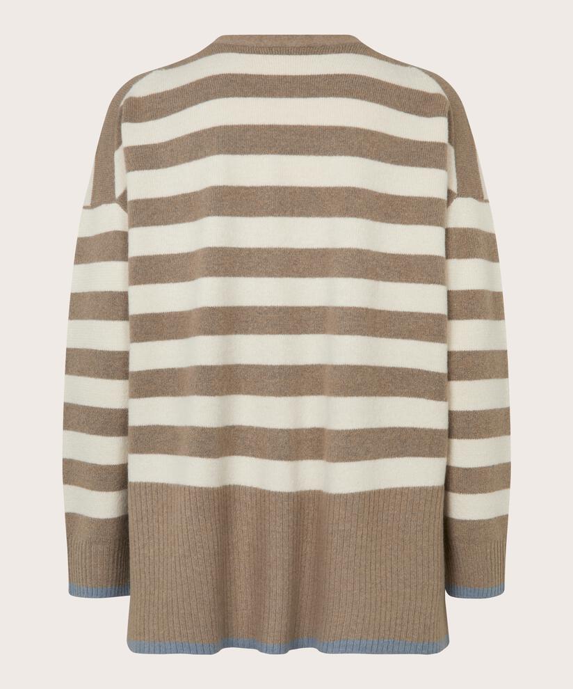 cardigan rayé avec détails côtelés, Mink/ash/whc