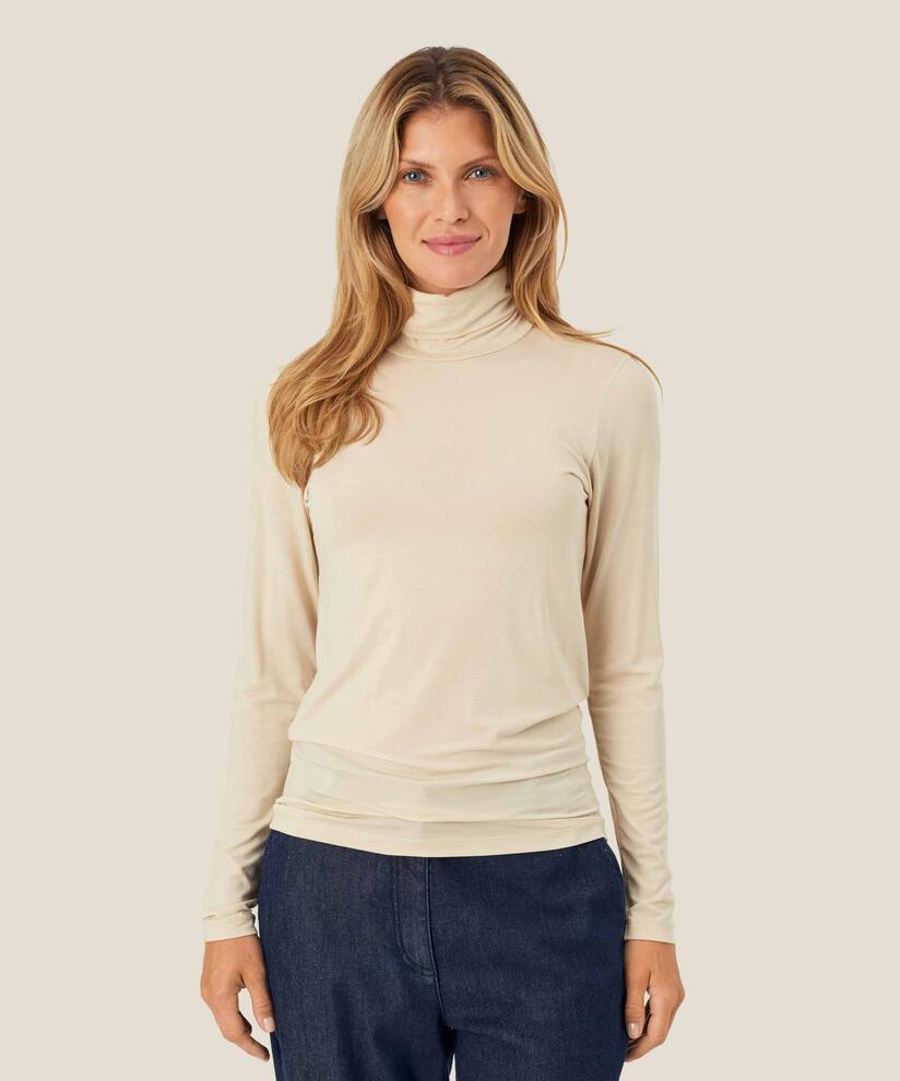 Blouse À Col Roulé En Jersey Doux, Fog
