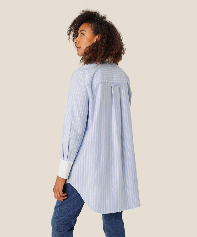 tunique en coton avec col chemise et boutons, Blue Fog