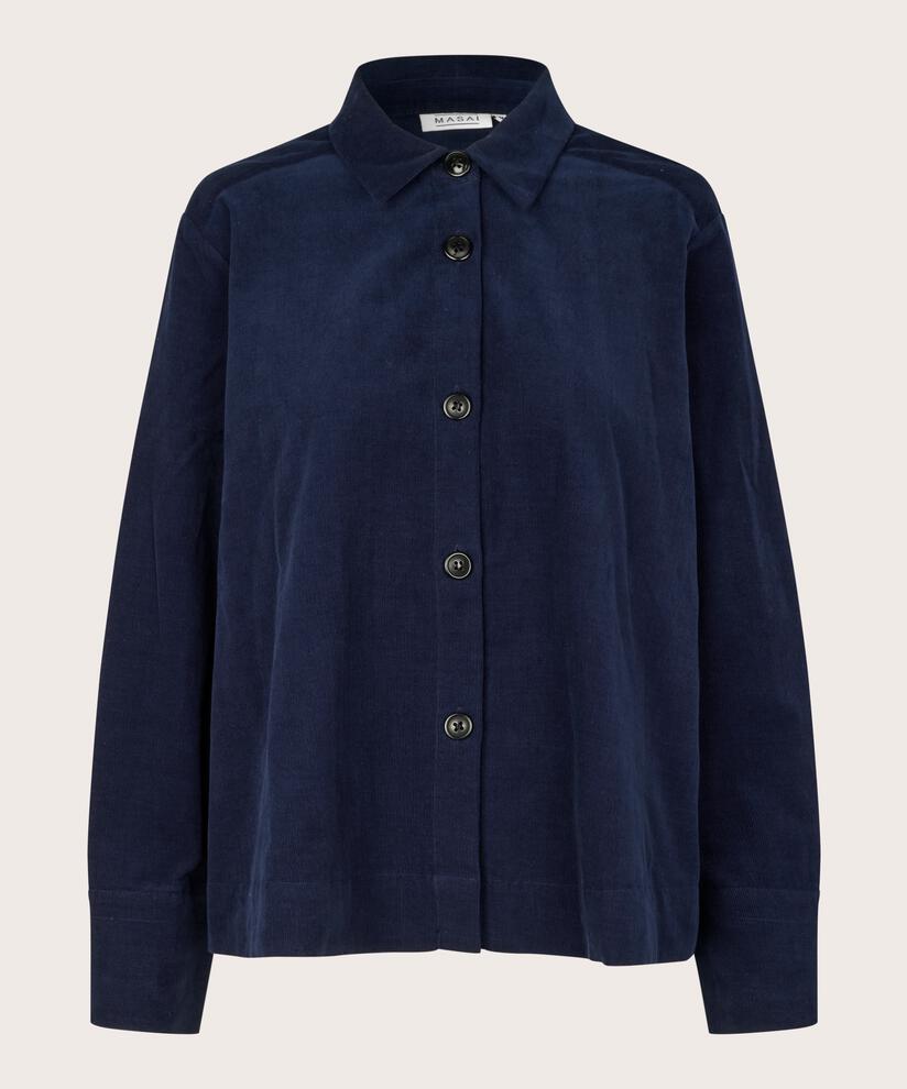veste chemise en velours avec col, Navy Blazer