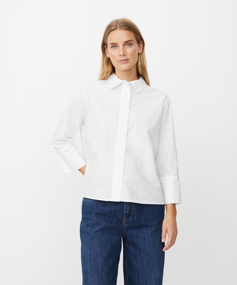 chemise en coton à manches 3/4, White